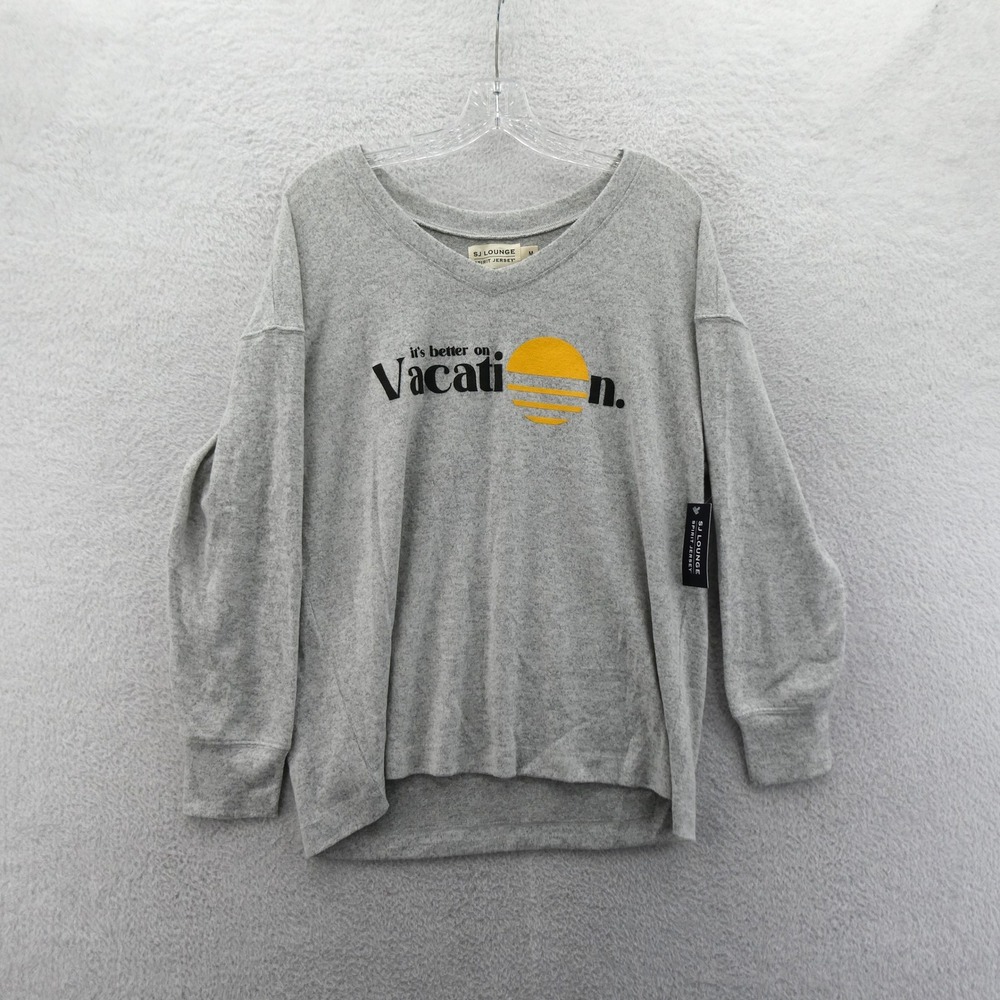 Spirit Jersey Sweatshirt Womens Medium SJ Lounge Vacation Gray Long Sleeve
